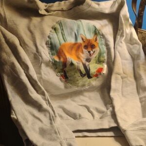 Gray Sweatshirt with Fox Print
